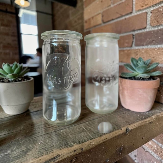 Glass Mid-20th Century Embossed Cherry Glass Jars from Kastrup Glassworks, Denmark, Set of 2 For Sale - Image 7 of 9