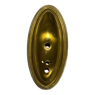 Vintage Brass Stamped Steel Oval Sconce Backplate With Five M Holes For Sale
