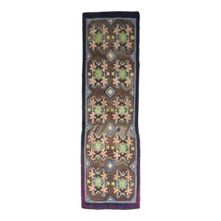 Vintage Zabihi Collection Floral American Hooked Runner - 3'3" x 10'7" For Sale