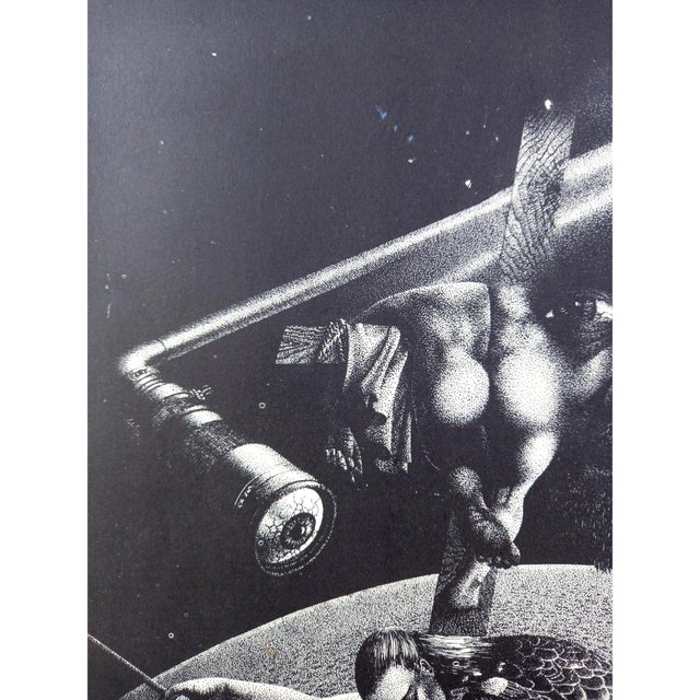Black 1960s Framed Surrealist Etchings Collector Gallery Wall- Set of 2 For Sale - Image 8 of 10