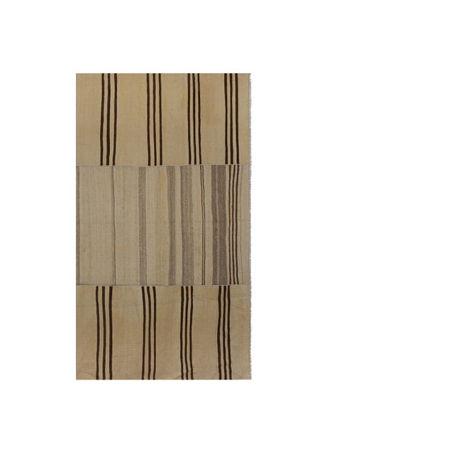Mid-Century Modern Striped Organic Hemp Kilim Rug 7'8'' X 11' For Sale - Image 3 of 11