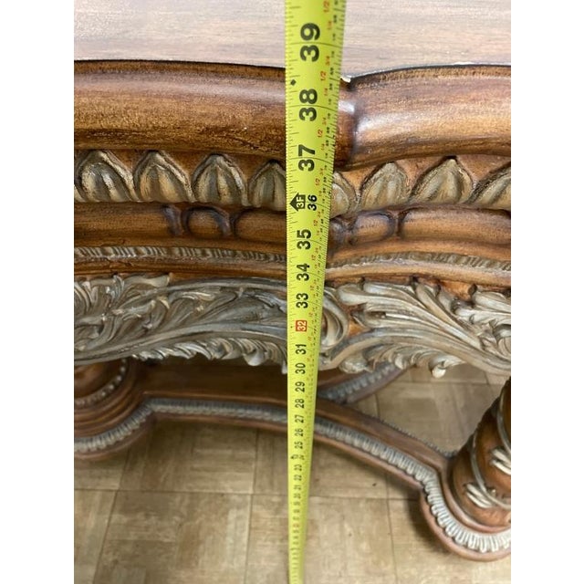 Tuscan Early 20th Century Ornate Carved Wood Console Table With Gilt Acanthus Detail For Sale - Image 3 of 5