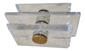 Vintage Lucite and Brass Bolt Coffee Table