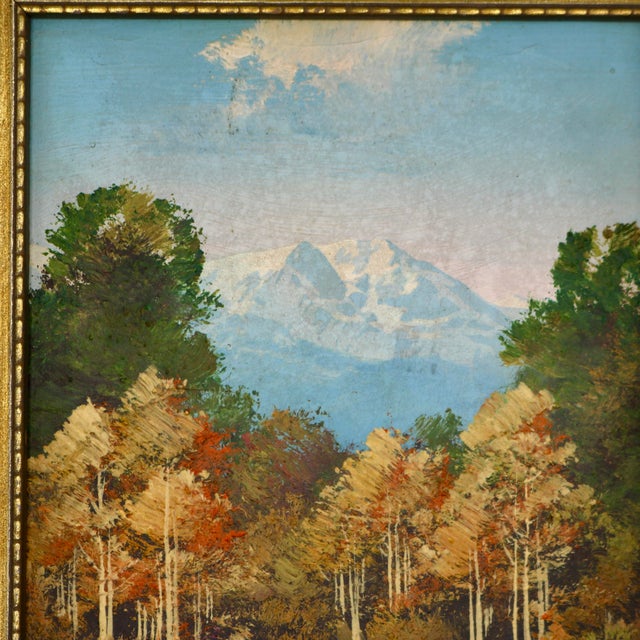 1940s Mid-Century Miniature Rocky Mountain Landscape Oil Painting – Signed Wilson / VVP – Turner Art Gallery Provenance For Sale - Image 5 of 12
