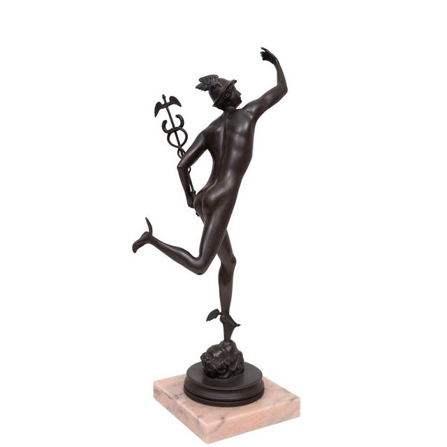 Brown Italan Bronze Sculpture of Mercury or Hermes after Giambologna, 1960s For Sale - Image 8 of 11