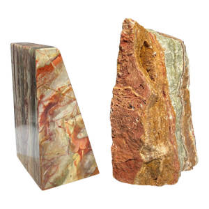 1970s Pair of Carved Onyx Stone Bookends