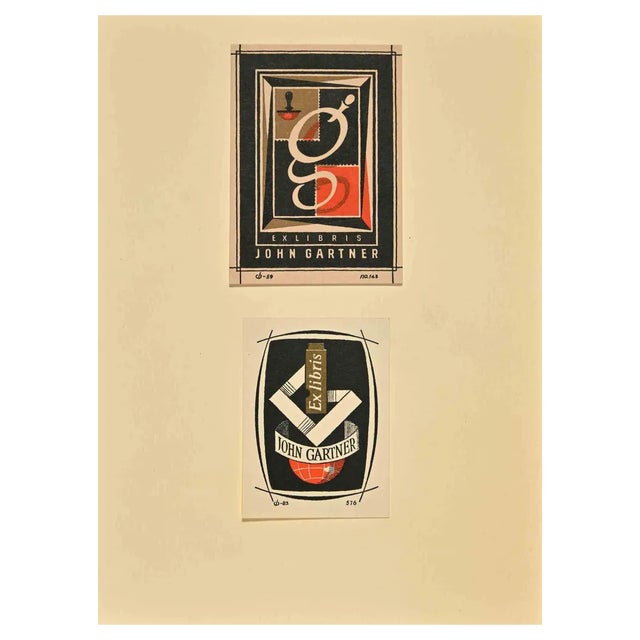 John Gartner, Ex Libris, Woodcut, 1950s For Sale