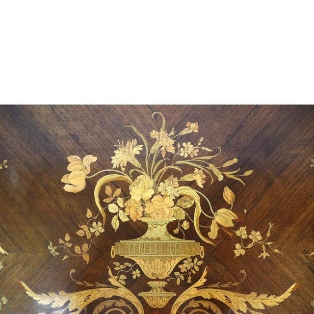 Louis XVI Style Walnut & Ormolu Marquetry & Inlaid 1-Drawer Library Table C1890 For Sale - Image 15 of 18