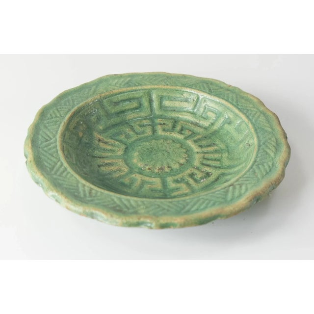 17th Century or Earlier Han or Tang Style Green Glazed Molded Plate For Sale - Image 4 of 9