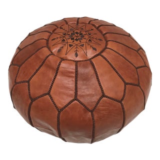 Handmade Moroccan Leather Pouf Cover For Sale