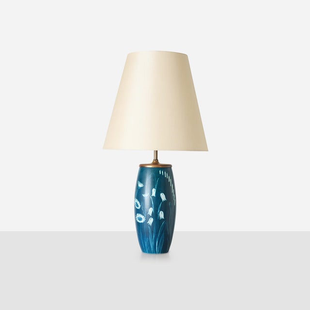 1950s Floral Motif Table Lamp by Hertha Bengtsson for Rörstrand For Sale - Image 9 of 15