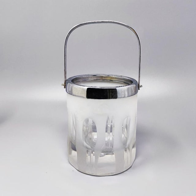 1960 Gorgeous ice bucket with 6 glasses in hand cut lead crystal by Kristal. Made in Italy. The items are in excellent...
