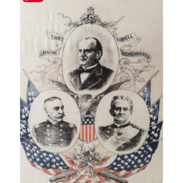 Remember the Maine u.s. Navy Battleship Framed Print on Linen President McKinley Adm Dewey 1898 For Sale - Image 4 of 7