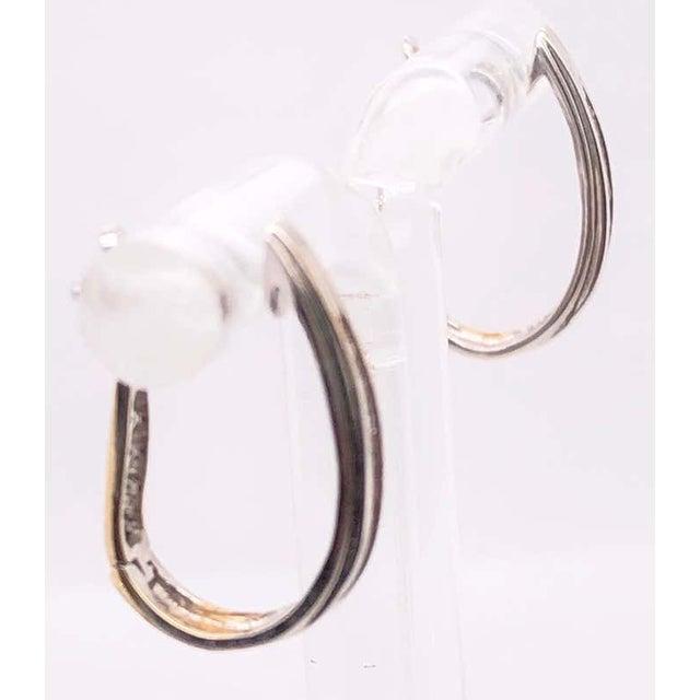 2010s 14 Karat White Gold Diamond Half Hoop Latch Back Earrings For Sale - Image 5 of 8