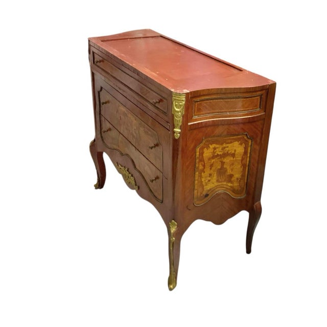 Mid 20th Century Dresser French Style Wood Chest With Marble Top Vintage Commode Classic Decor For Sale - Image 4 of 8
