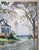 Sky Blue Mid-Century American Impressionist Painting of Rockford Mass by Paul Strisik n.A. For Sale - Image 8 of 14