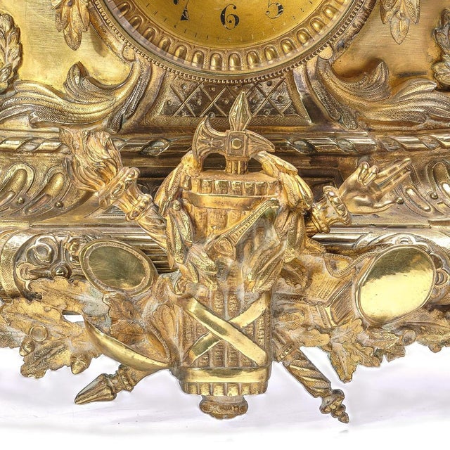Gold 19th Century French Empire Style Ormolu Bronze Mantel Clock, 1870s For Sale - Image 8 of 11