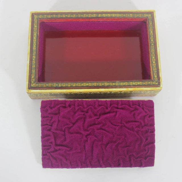 Antique Persian Khatam Micro Marquetry Inlaid Box With Bone, Wood and Brass Inlay For Sale - Image 9 of 12