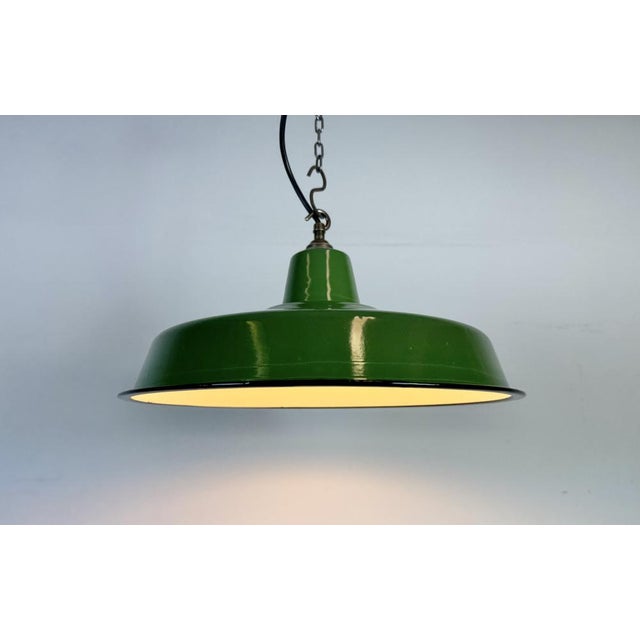 Industrial Green Enamel Factory Pendant Lamp, 1960s For Sale - Image 14 of 17