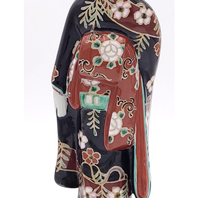 Black Japanese Porcelain Imari Courtesan With Dove, Late 19th Century Circa 1880 For Sale - Image 8 of 13
