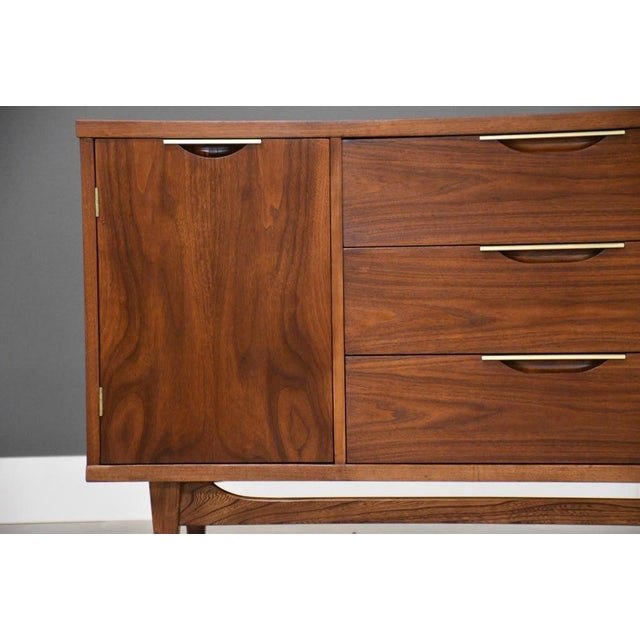 Mid-Century Modern 1960s Refinished 58” Walnut Sideboard Credenza by Kent Coffey Tableau For Sale - Image 3 of 10