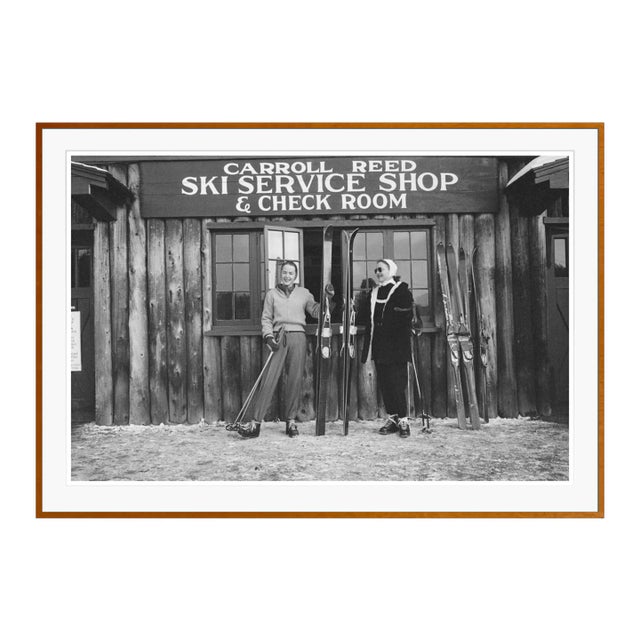 Contemporary New England Skiing 1955 by Slim Aarons Brown Framed Fibre-Print For Sale