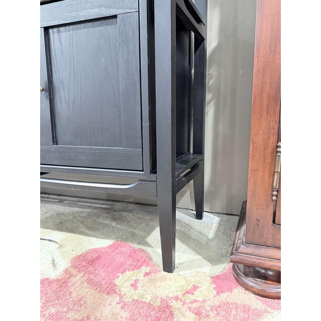 Arhaus Brock Dark Twilight Ash Wood Open Bookcase Cabinet For Sale - Image 9 of 10