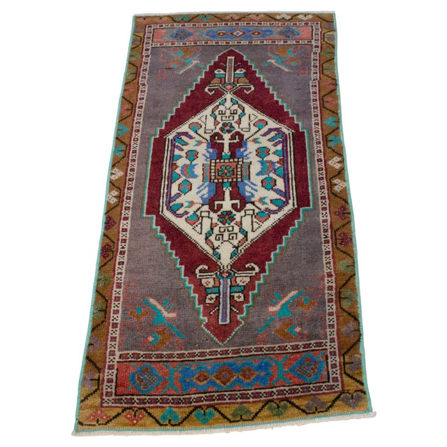 1970s 1970s Hand Knotted Door Mat, Entryway Rug, Bath Mat, Kitchen Decor, Small Rug, Turkish Rug - 1′7″ × 3′3″ For Sale - Image 5 of 8