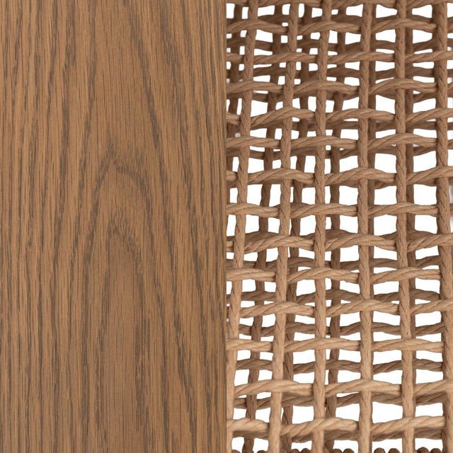 Contemporary Coastal Woven Shelf Oak Side Table For Sale In Los Angeles - Image 6 of 6