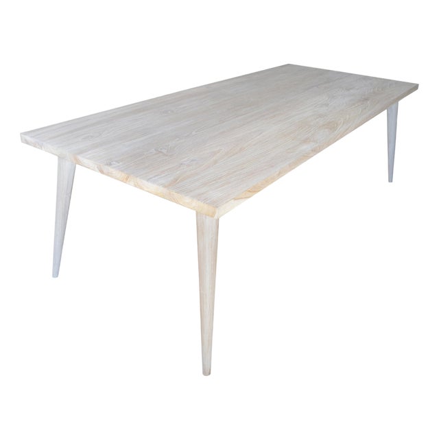 Andrianna Shamaris St. Bart White Washed Teak Wood Dining Table For Sale