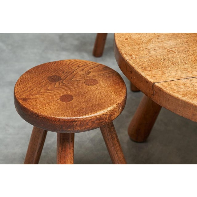 Wood Mid-Century Modern Coffee Table and Stools in Oak, 1940s, Set of 5 For Sale - Image 7 of 13