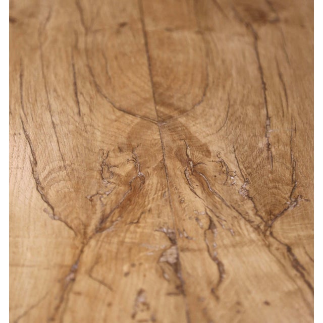 Tan 19th Century French Bleached Oak Trestle Refectory Monastery Dining Table For Sale - Image 8 of 10