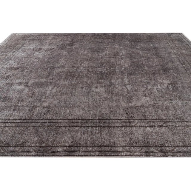 Gray Mid-20th Century Vintage Distressed Wool Rug For Sale - Image 8 of 13
