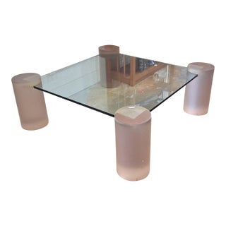 Mid Century Post Modern Lucite & Glass Top Coffee Table Attributed to Karl Springer For Sale
