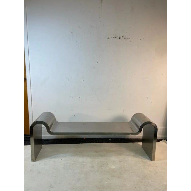 Late 20th Century Modern Sculptural Polished Steel Bench in the Manner of Karl Springer For Sale In Philadelphia - Image 6 of 11