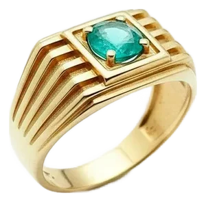 Emerald Solitaire Ring for Men Silver, Gold, Size 10