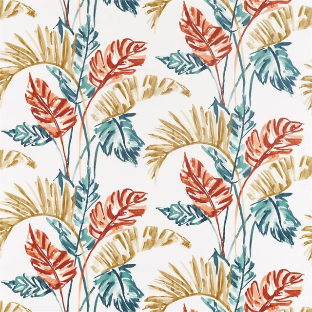 Harlequin Toshiko Fabric in Paprika / Teal / Olive - a Sample For Sale