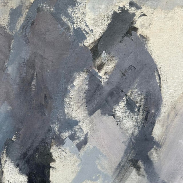 Grayscale Abstract Painting Signed Manuel B For Sale - Image 4 of 10