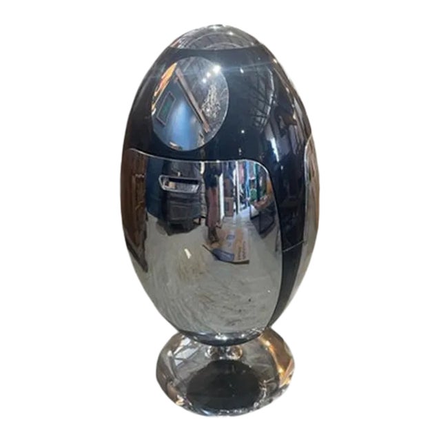 Modern Chrome Recycling Bin – Ovetto by Soldi Design For Sale