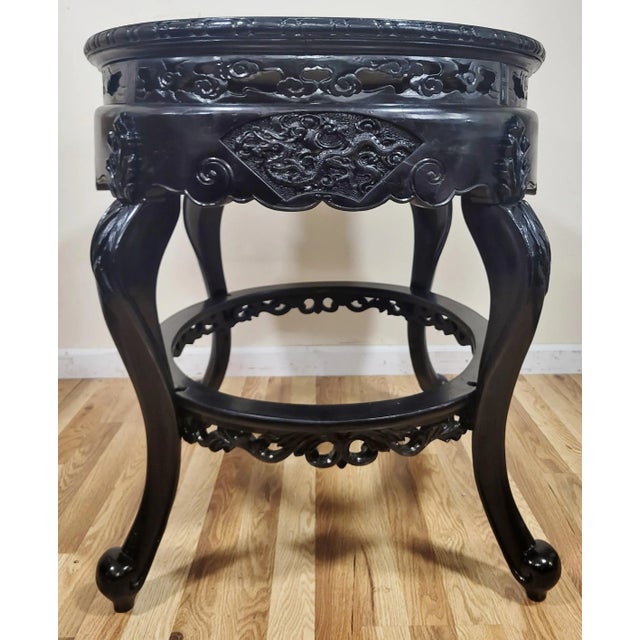 Antique Asian Dragon Pierce Carved Oval Center Table For Sale - Image 11 of 13