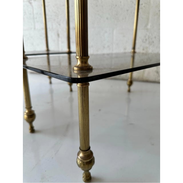 Metal Maison Baguès style Brass and glass side tables - A Pair For Sale - Image 7 of 10