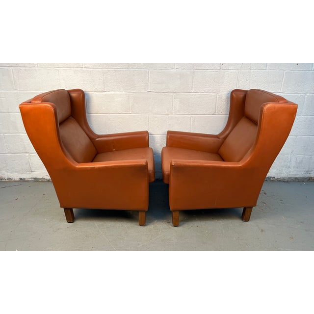 Mid 20th Century Pair of Mid-Century Modern Danish Leather Chairs by Wiels Møbler For Sale - Image 5 of 17