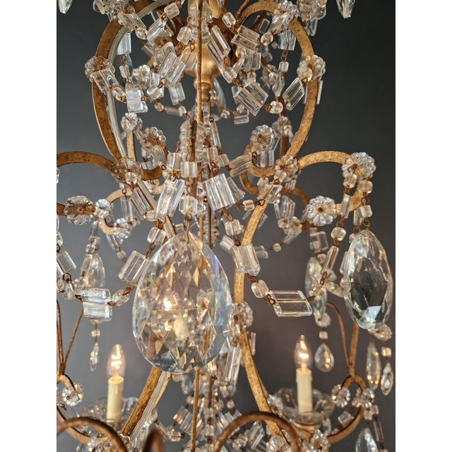 Late 19th Century Large Crystal Rustic Antique Chandelier Classic Traditional Solid Wide Glass For Sale - Image 10 of 15