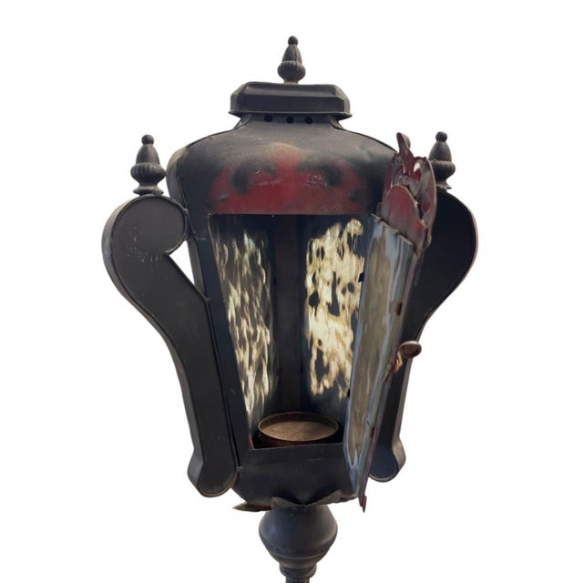 Vintage Black Cast Iron Floor - Standing Street-Style Lanterns - a Pair For Sale - Image 9 of 12