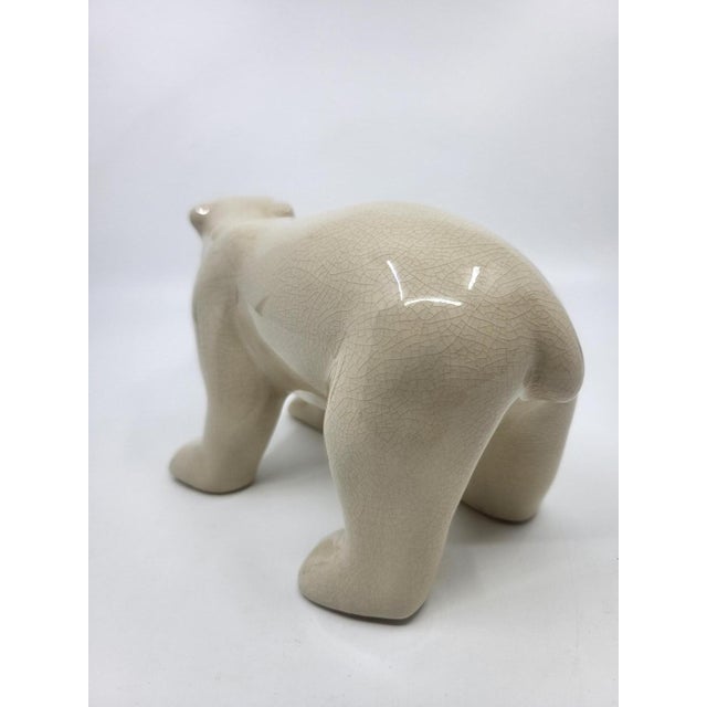 1920s Art Deco Polar Bear Model in Crackled Ceramic by L&V Ceram, 1920s For Sale - Image 5 of 12