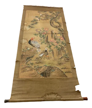 Birds and Nature Painting on Scroll Paper, China, 19th Century