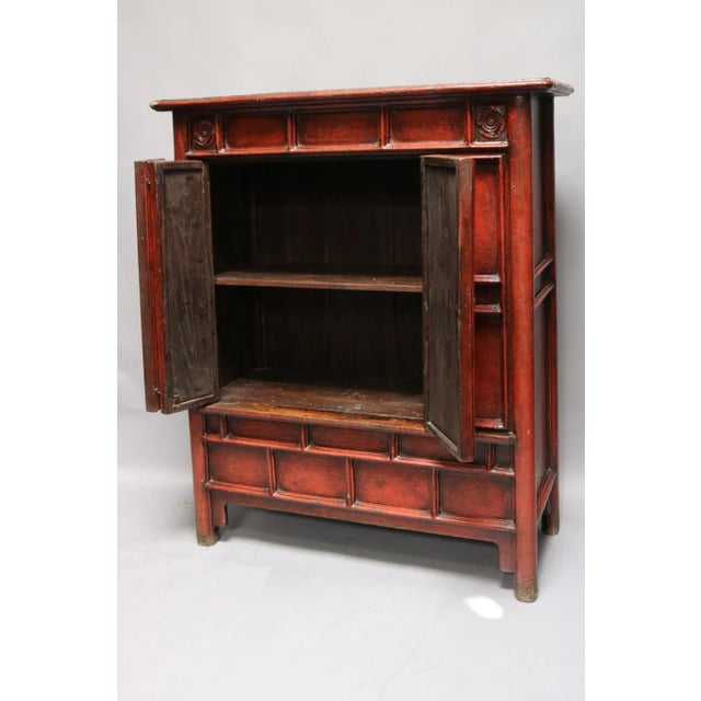 Elm Wood Red Crackle Cabinet., Shanxi Province, China
