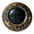 Antique Neoclassical Black Glass Charger With Hand-Applied Gilt Cornucopia Decoration,set of 10f For Sale