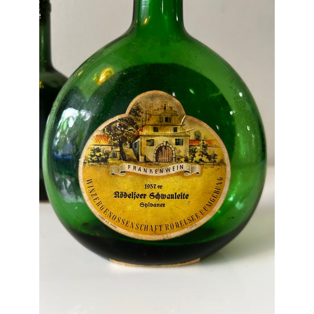 Glass Mid Century Hand Painted 'Bocksbeutel' of Franconian Wine Bottles (Frankenwein) 1957 For Sale - Image 7 of 12