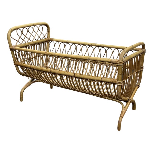Rattan Baby Bed, 1960s For Sale